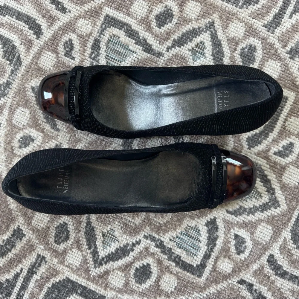Stuart Weitzman Black and Brown Heels with Tapered Mid-Heel Size 10
